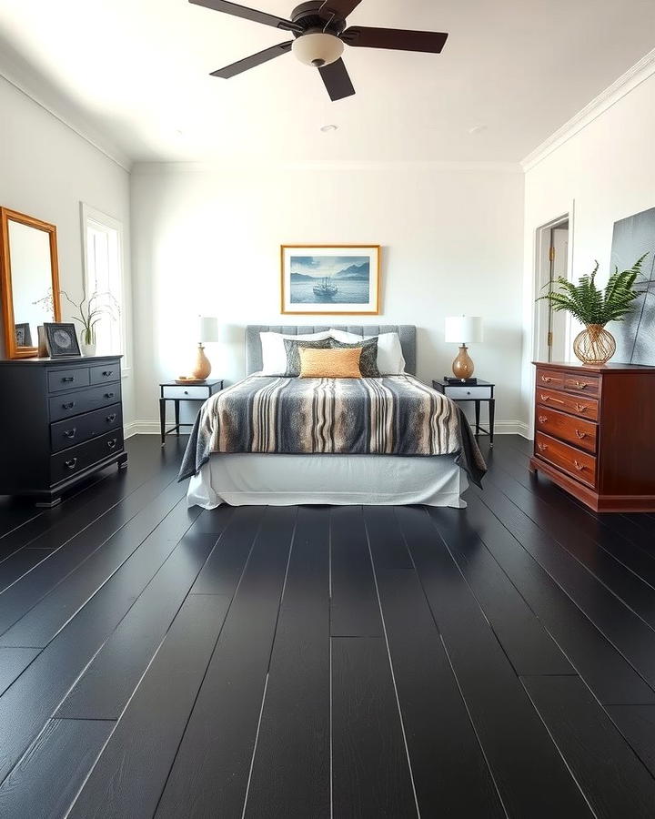 Black Painted Wooden Floors for a DIY Solution