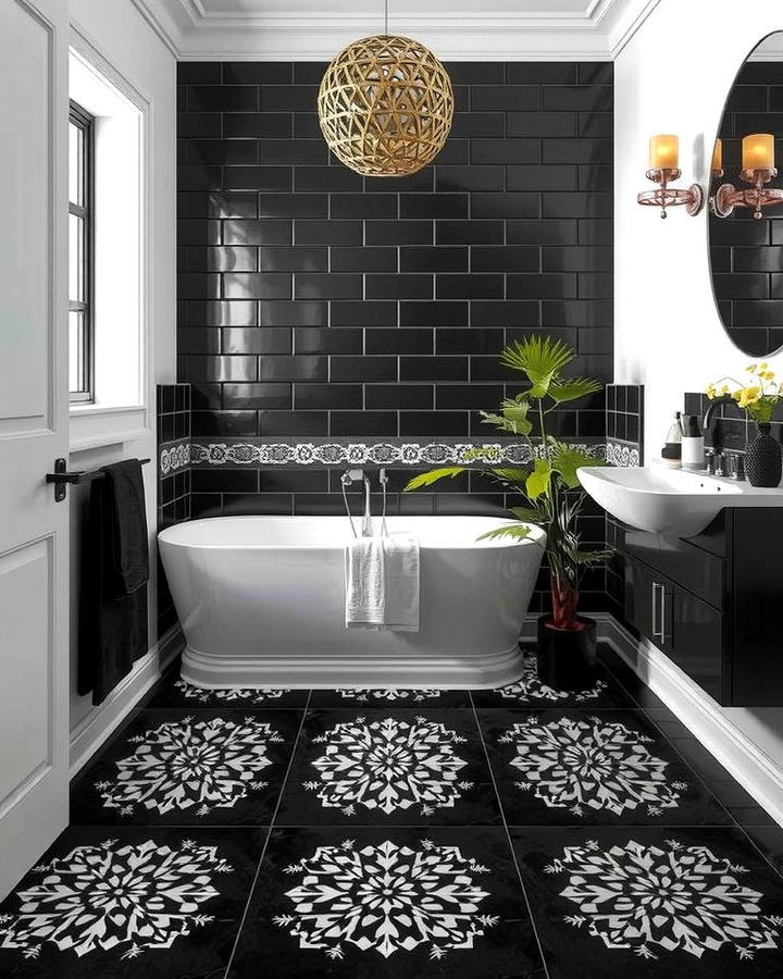 Black Patterned Tiles for a Bold Statement