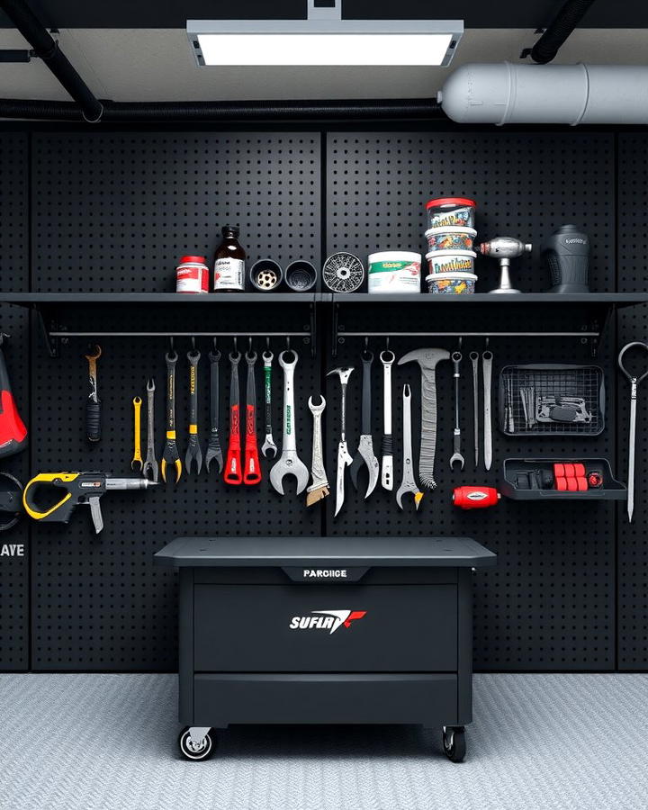 Black Pegboard for Tool Organization