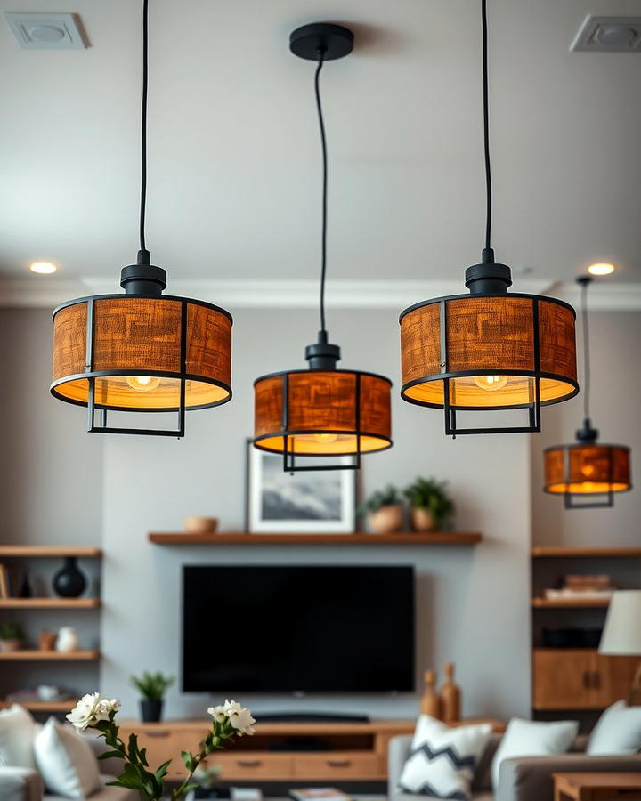 Black Pendant Lights with Brown Shades