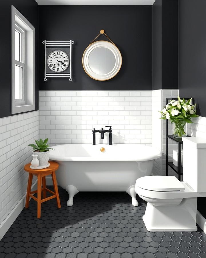 Black Penny Tiles for a Playful Aesthetic