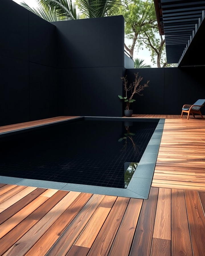 Black Poolside with Wooden Decking