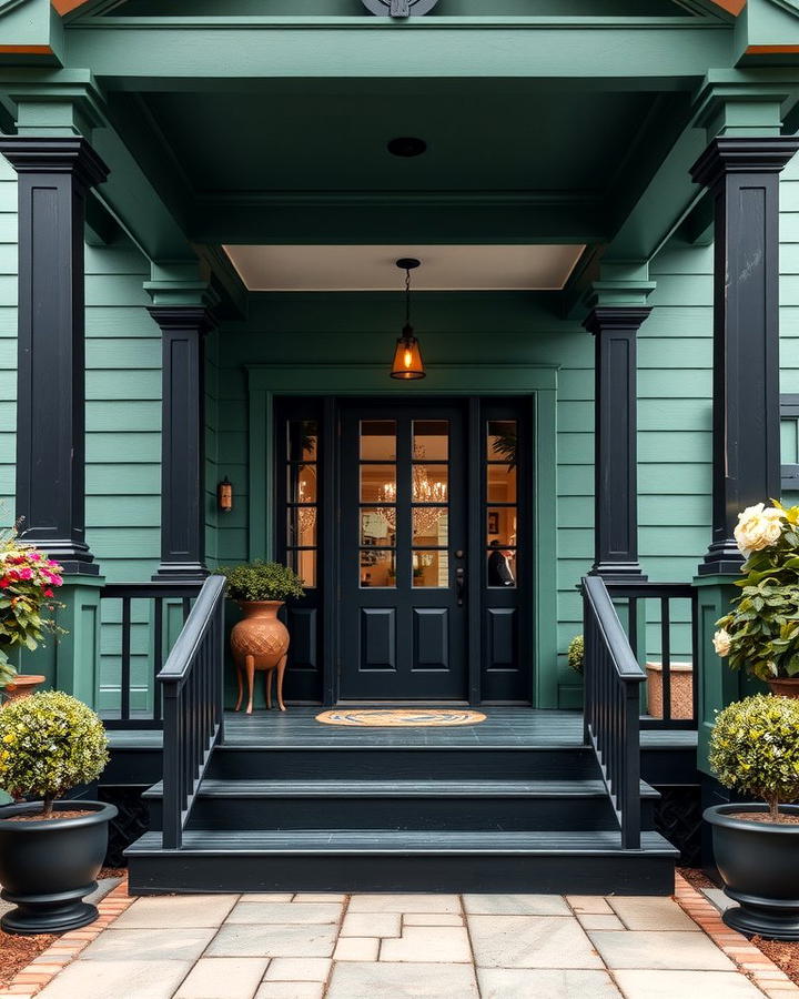 Black Porch Details on Forest Green Homes