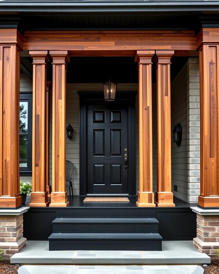 Black Porch with Wooden Columns