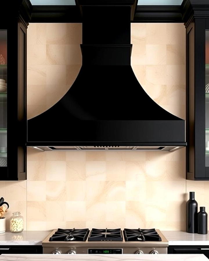 Black Range Hood with Beige Surround