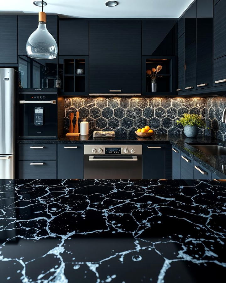 Black Recycled Glass Countertops