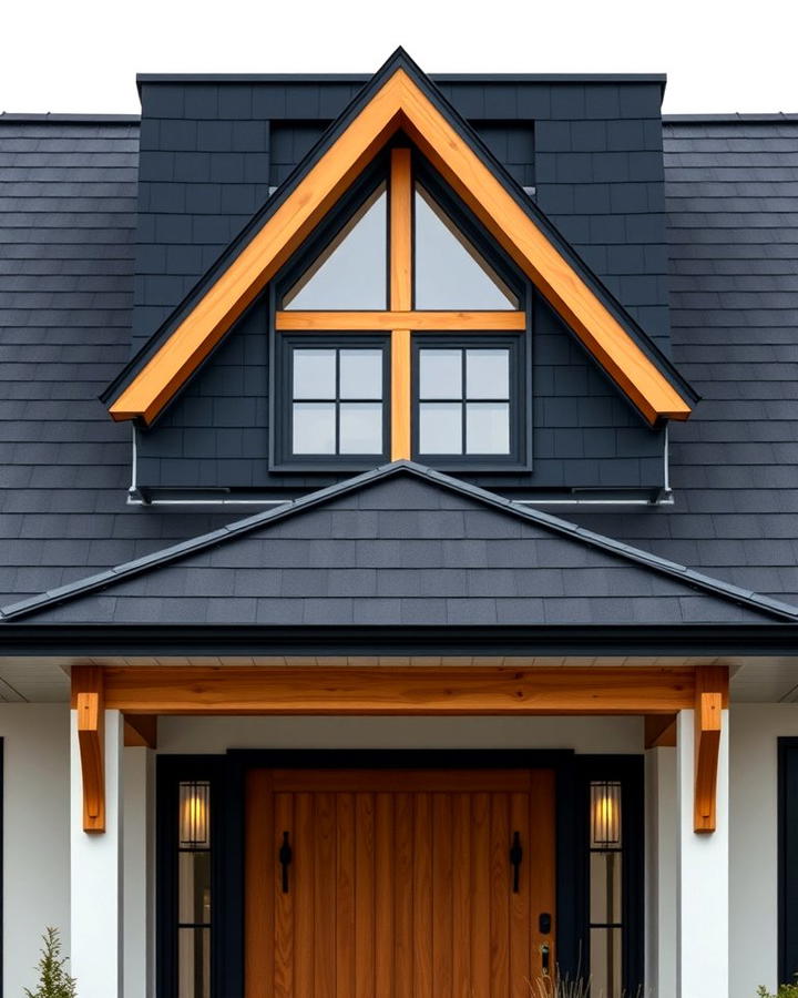 Black Roof with Wooden Eaves