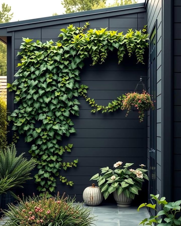 Black Siding with Greenery and Landscaping 2