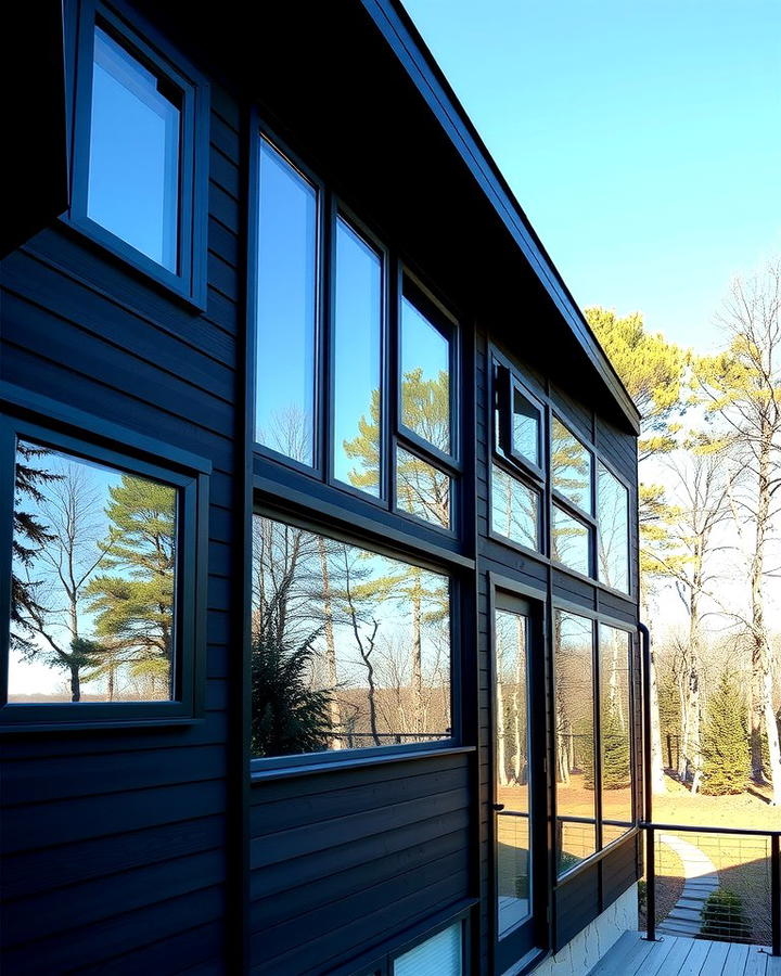 Black Siding with Large Glass Windows 2