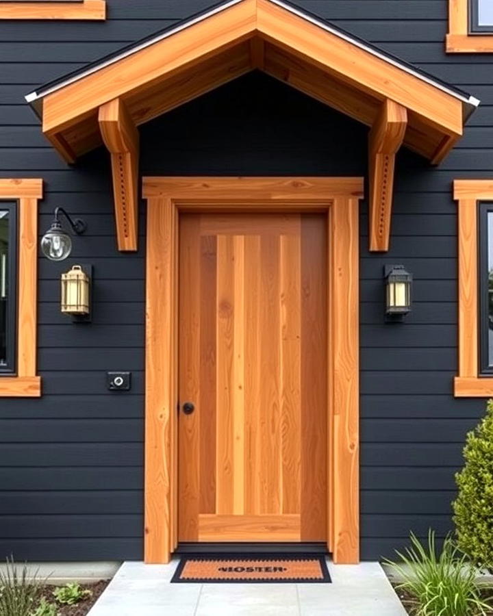 Black Siding with Natural Wood Accents