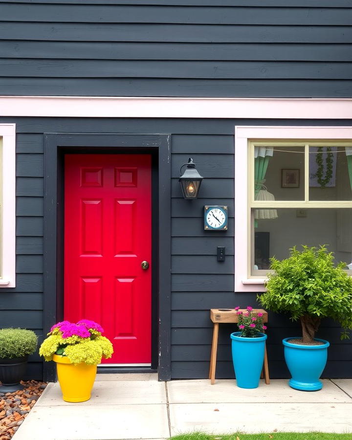 Black Siding with Pops of Color