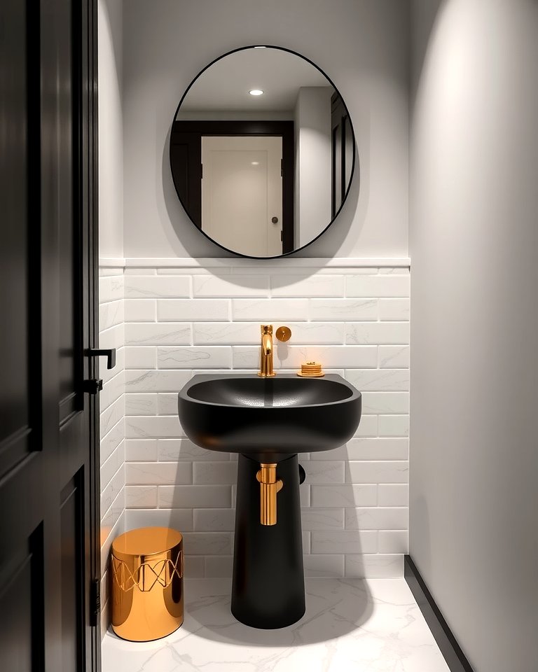 Black Sink with Gold Fixtures