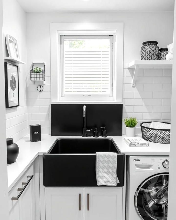 Black Sink with White Surroundings