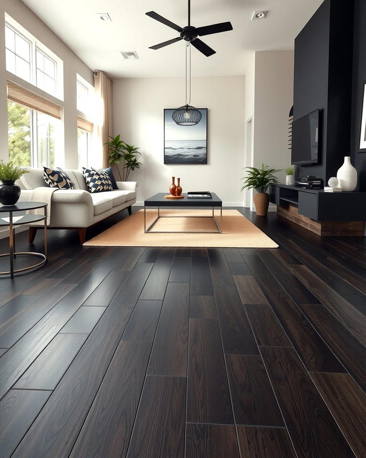 Black Stained Hardwood Flooring