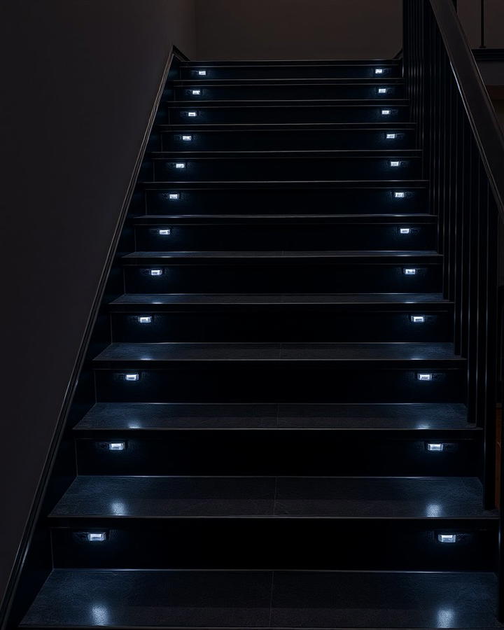 Black Staircase with LED Lighting