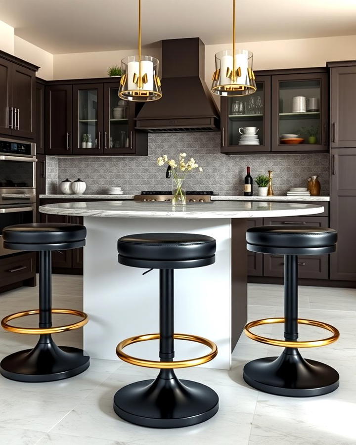 Black Stools with Gold Detailing for Seating Elegance