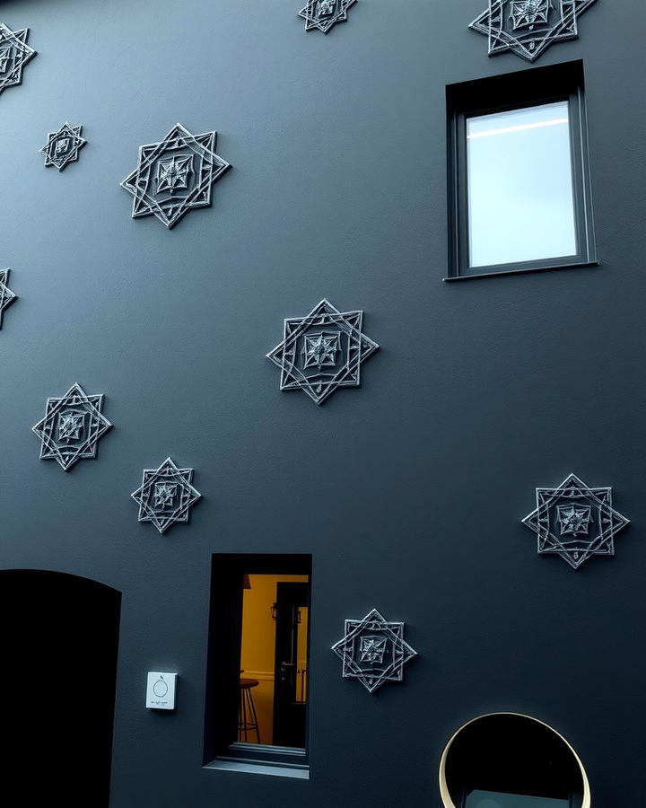 Black Stucco with Geometric Patterns