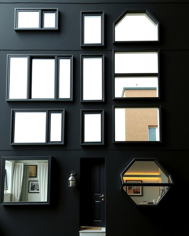 Black Stucco with Geometric Windows