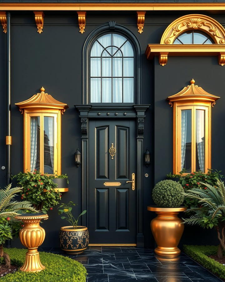 Black Stucco with Gold Accents