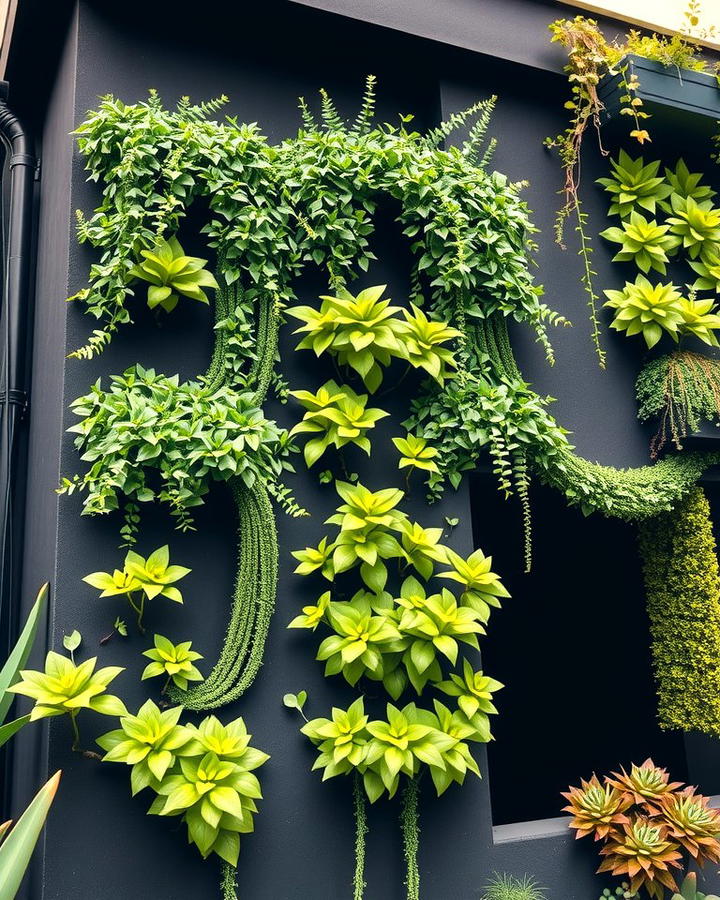 Black Stucco with Greenery