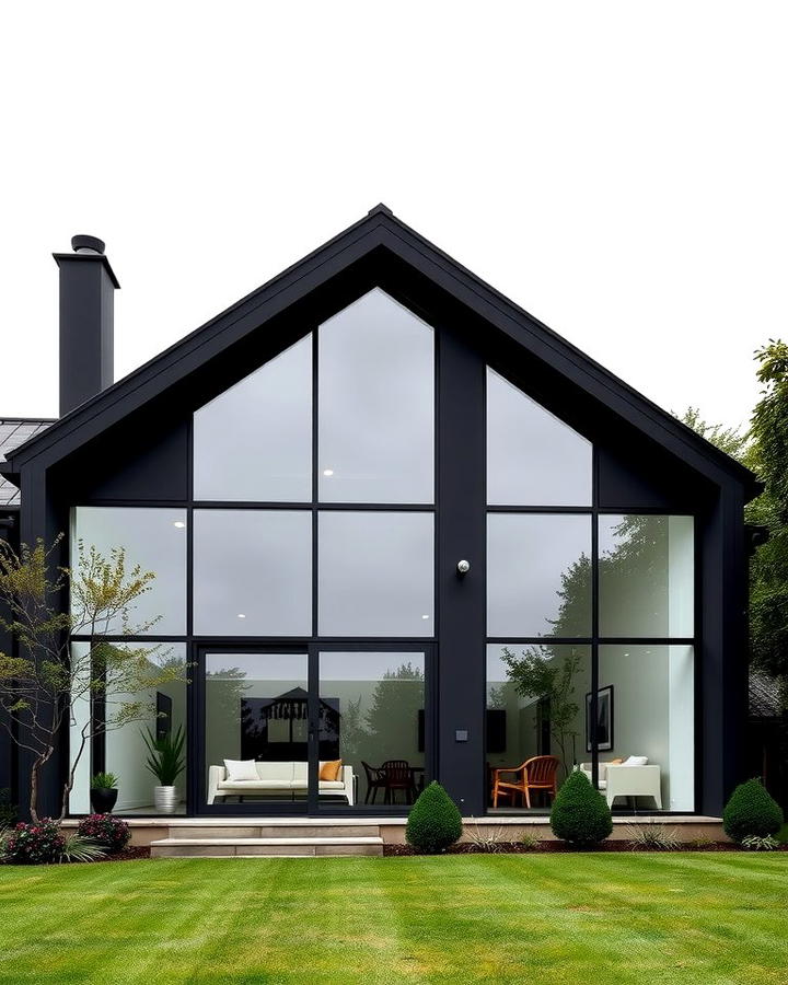 Black Stucco with Large Glass Panels