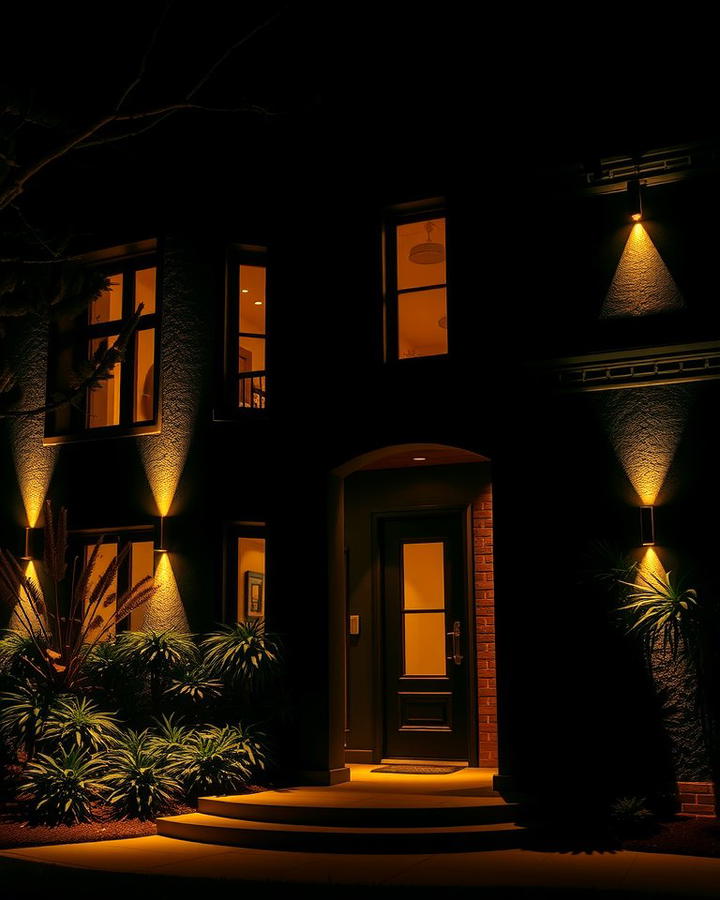 Black Stucco with Outdoor Lighting