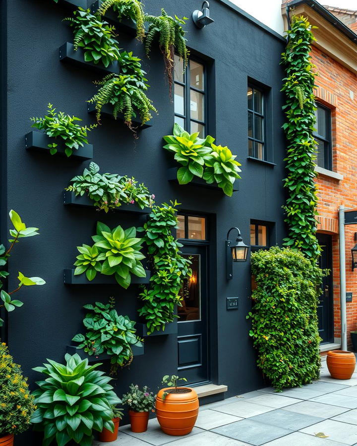 Black Stucco with Vertical Gardens