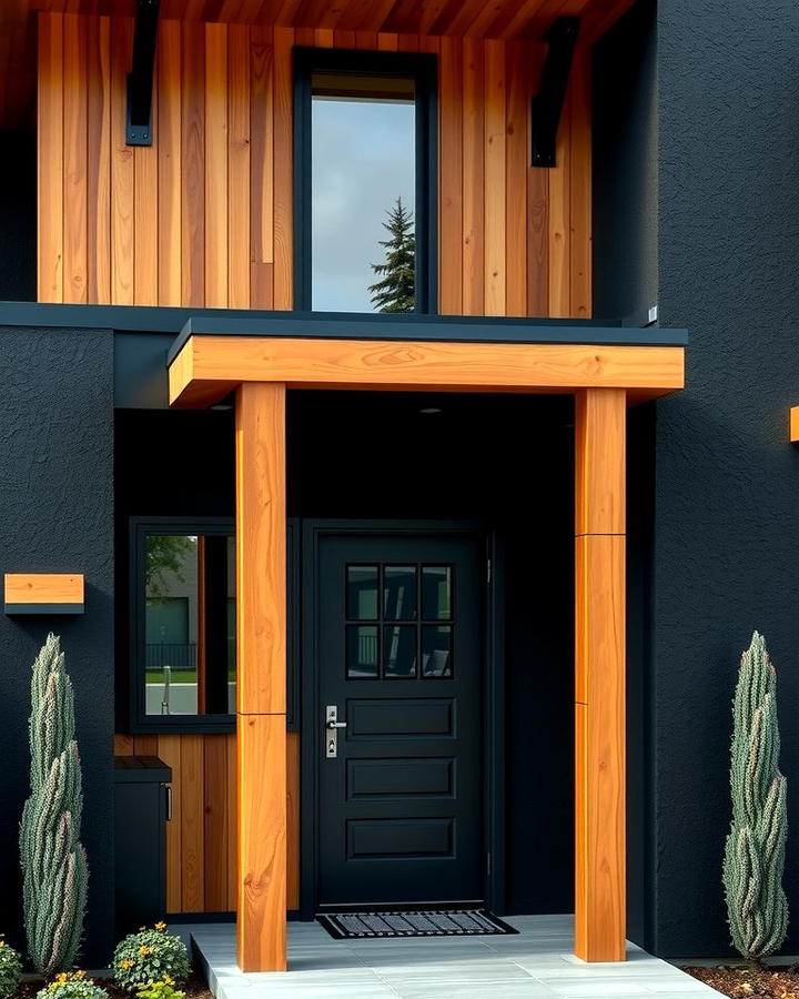 Black Stucco with Wooden Accents