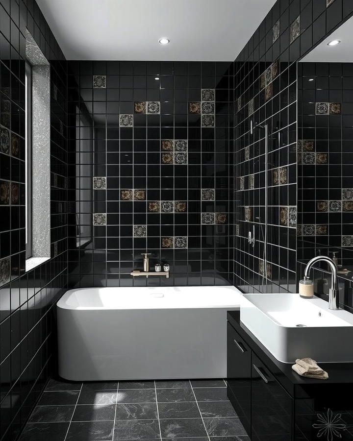 Black Tiles with Metallic Finishes