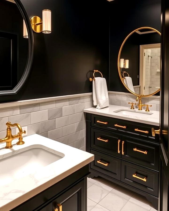 Black Vanity with Gold Hardware