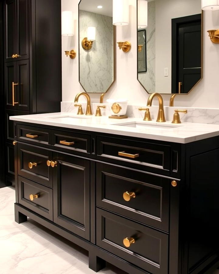 Black Vanity with Gold Hardware for Luxury