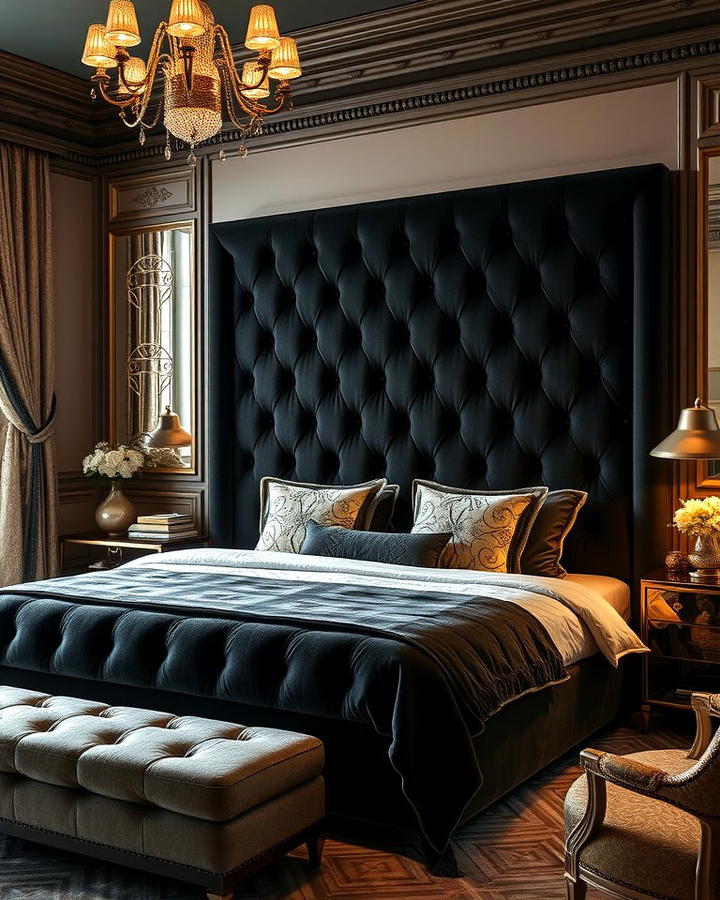 Black Velvet Headboard for Luxurious Appeal