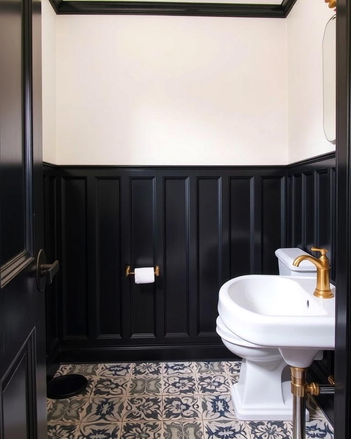 Black Wainscoting for a Classic Touch