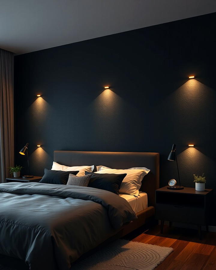 Black Wall with Built In Lighting