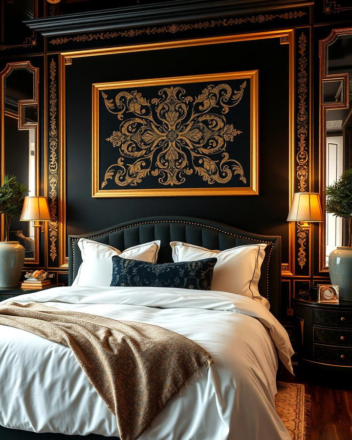 Black Wall with Golden Accents