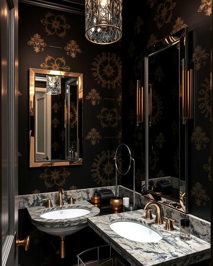 Black Wallpaper with Metallic Accents