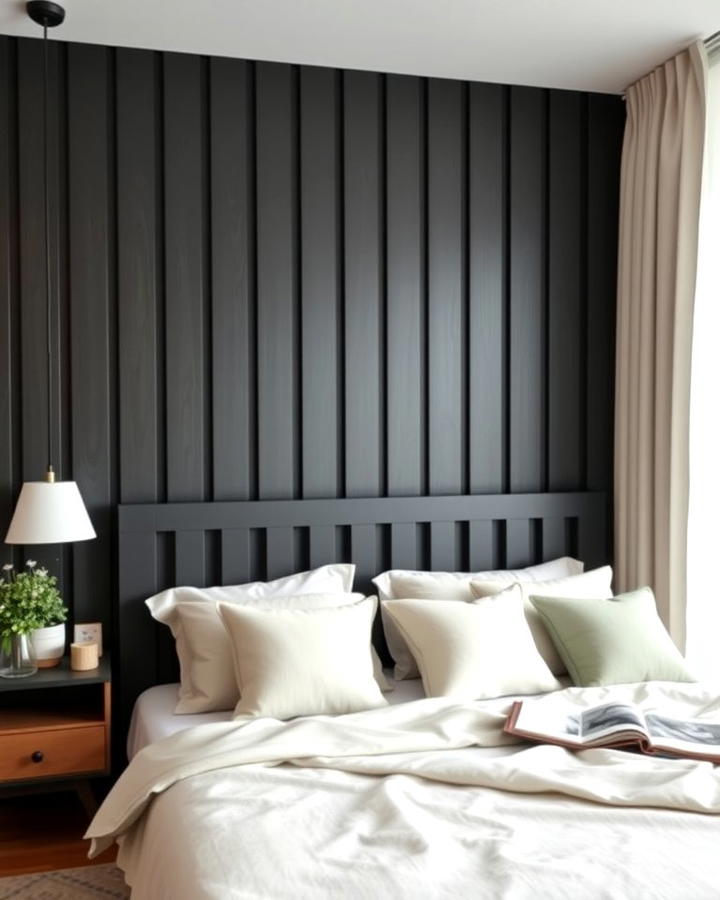 Black Wooden Slatted Headboard