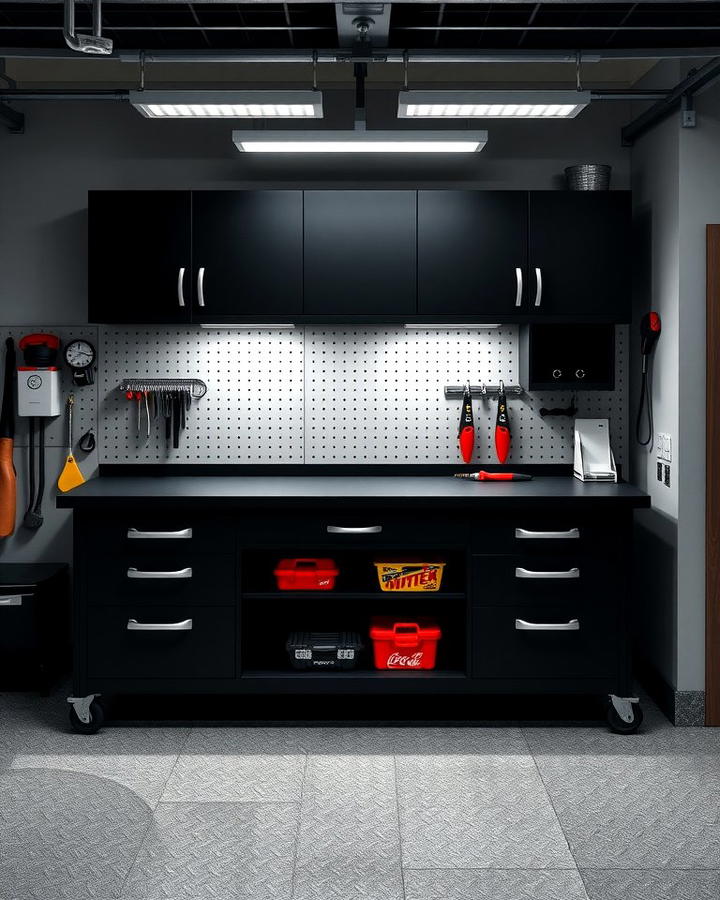 Black Workbench with LED Lighting