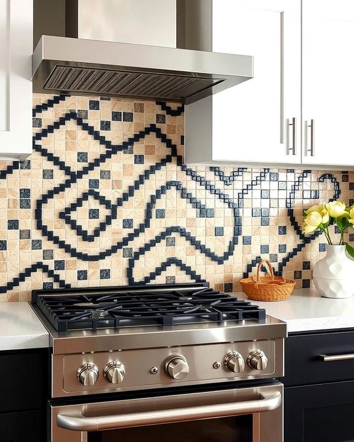 Black and Beige Mosaic Backsplash