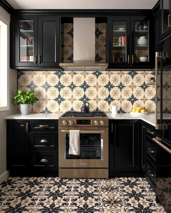 Black and Beige Patterned Tiles