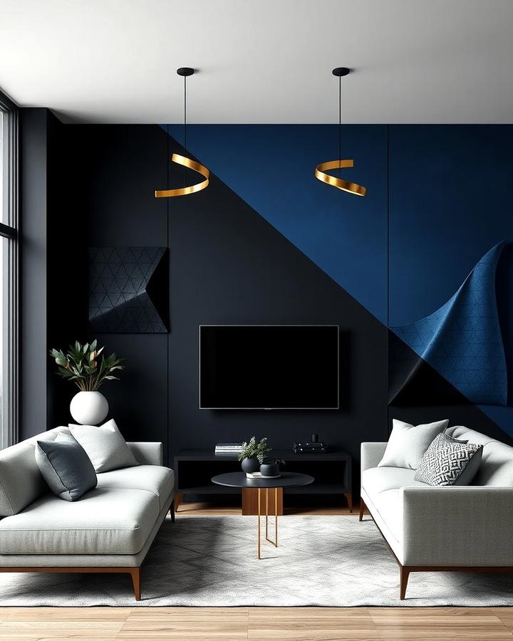 Black and Blue Accent Wall