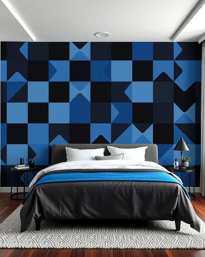 Black and Blue Geometric Wallpaper