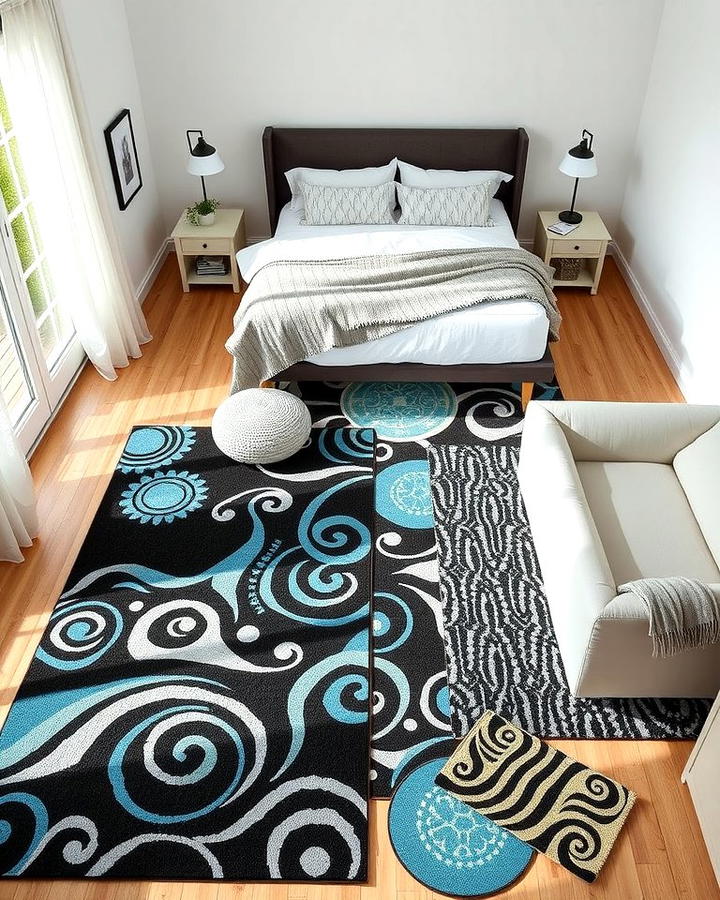 Black and Blue Patterned Rugs