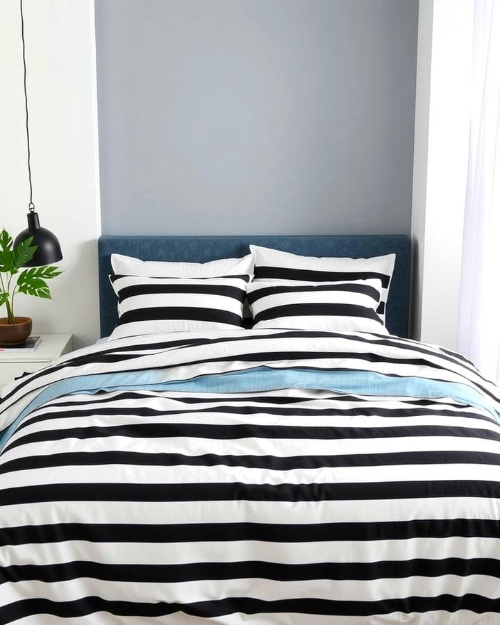 Black and Blue Striped Bedding