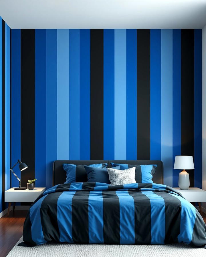 Black and Blue Striped Wallpaper