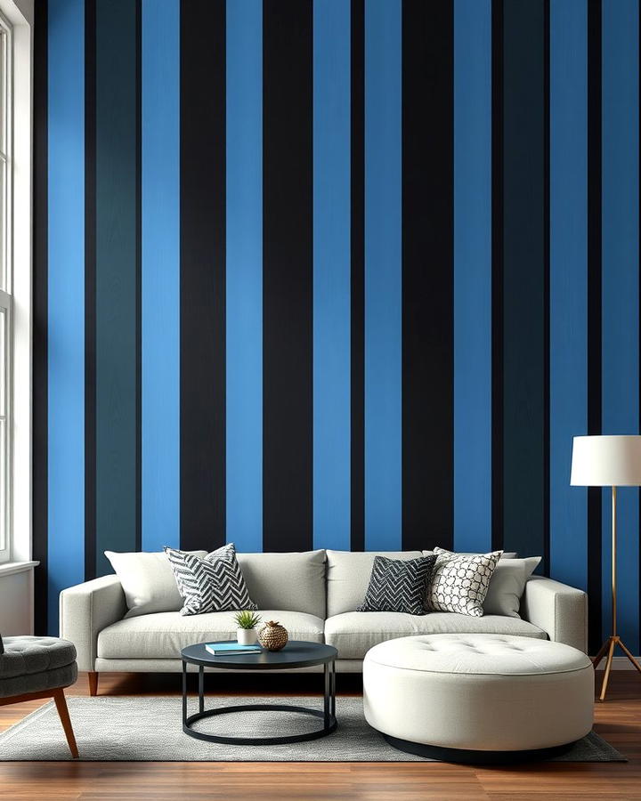 Black and Blue Striped Wallpaper