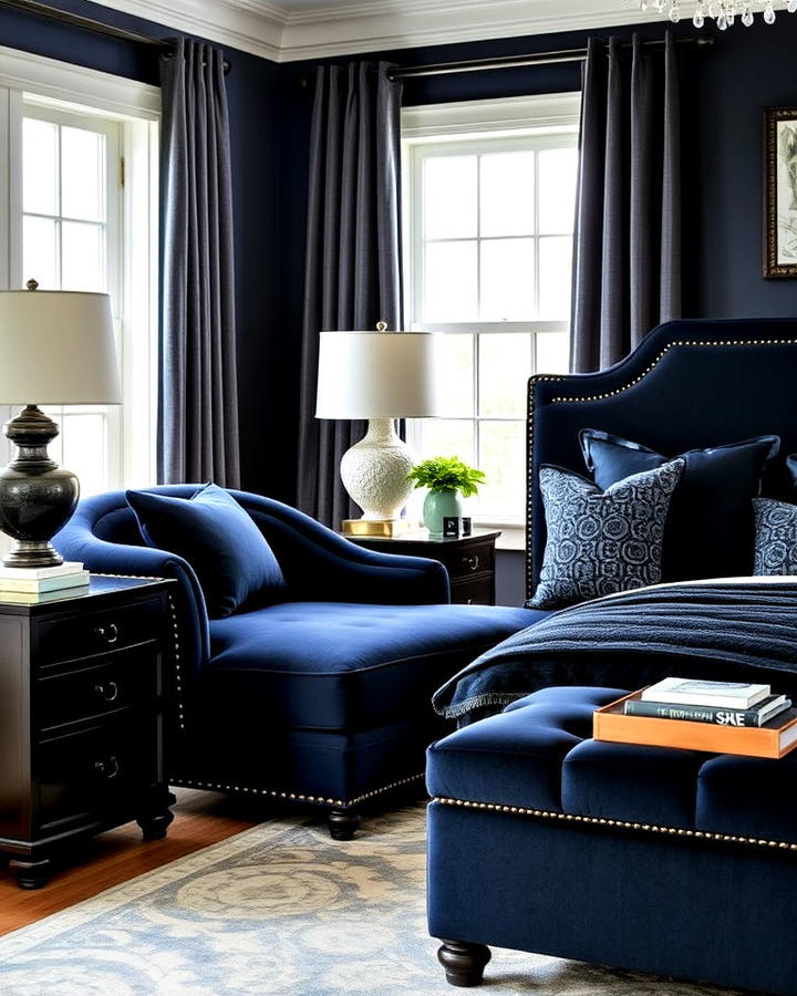 Black and Blue Upholstered Bedroom Furniture