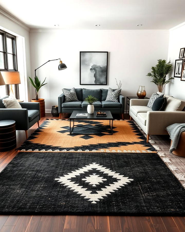 Black and Brown Area Rugs for Textural Warmth