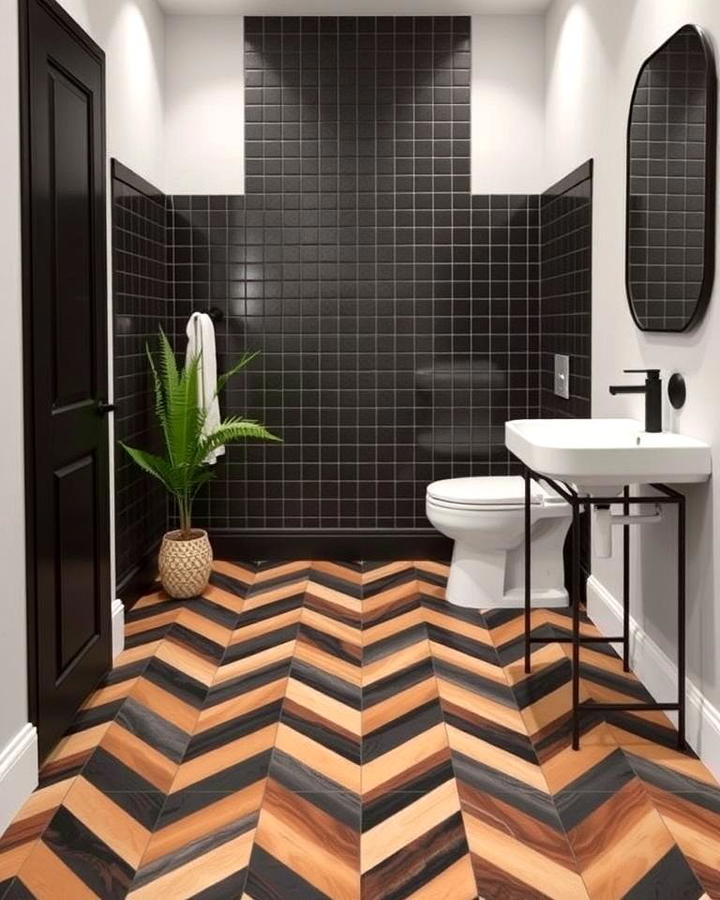 Black and Brown Chevron Flooring