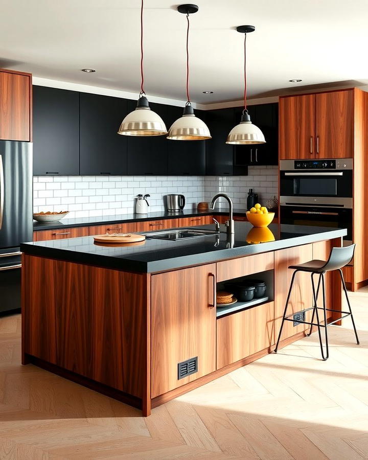 Black and Brown Kitchen Island